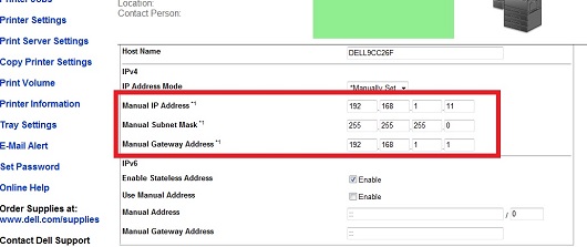 Manual input IP, Subnet Mask, and Default Gateway