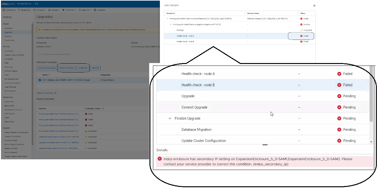 PowerStore Preupgrade Health Check (PUHC) detects an issue with the