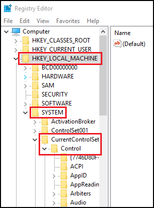 Windows Registry Editor HKEY_LOCAL_MACHINE