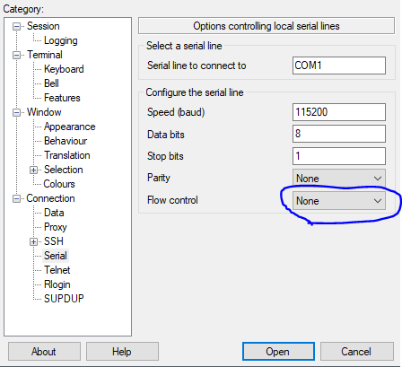 disattivare il controllo del flusso nel terminale.