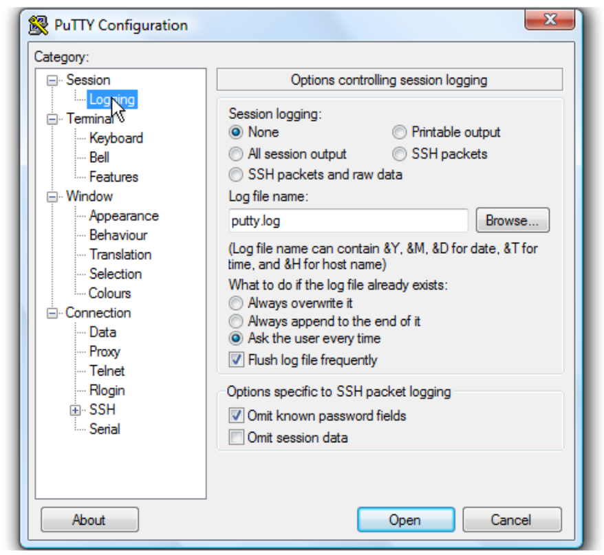 logging settings