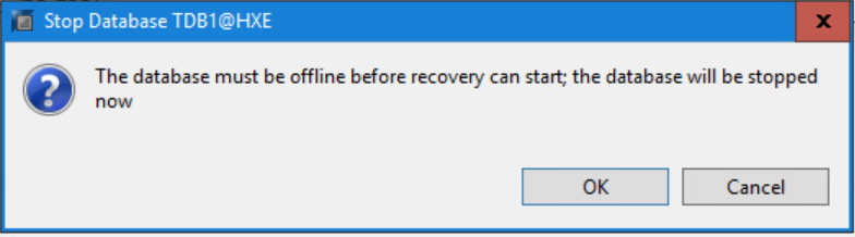 3.5 Klikk på OK for å stoppe databasen for HANA-leietakeren.