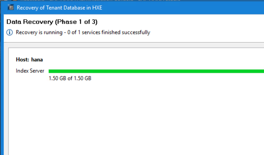 Stránka Souhrn spuštění obnovení