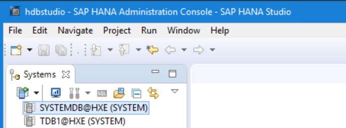 1.1 Ouvrez SAP HANA Studio avec le client ajouté.