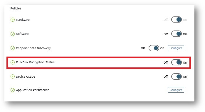 Turn On Full-Disk Encryption Status