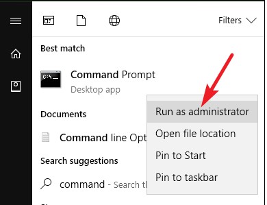 Uruchom wiersz polecenia jako administrator
