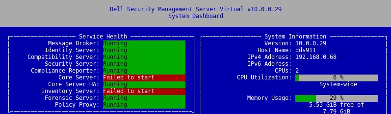 Det gick inte att starta Core Server and Inventory Server