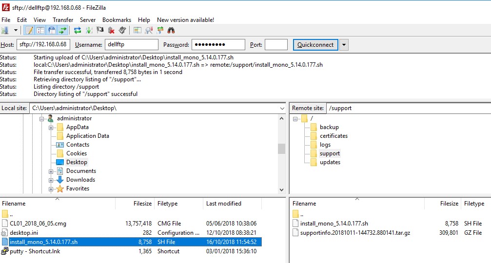 Flytta skriptet till en mapp som stöds med ftp-klienten