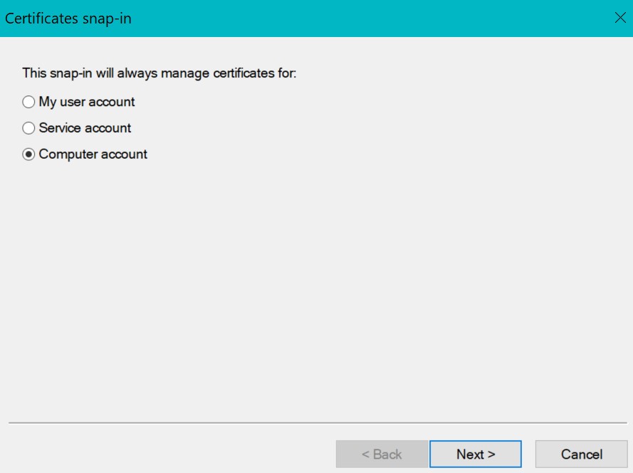Select Computer account and click Next