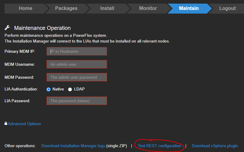Test REST configuration