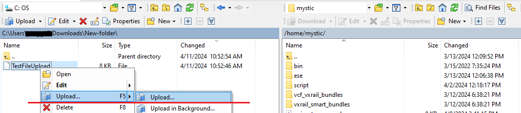 Ladda upp fil till VxRail Manager