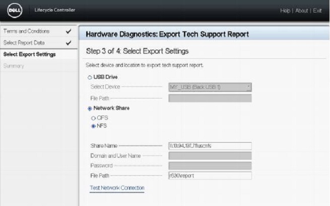 Sample Network Share configuration using NFS