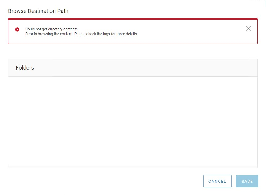 error on Browse Destination Path