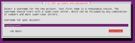 Ubuntu Installation - Username