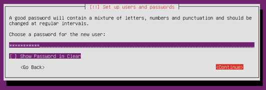 Ubuntu Installation - Password