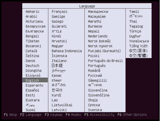 Ubuntu Language selection