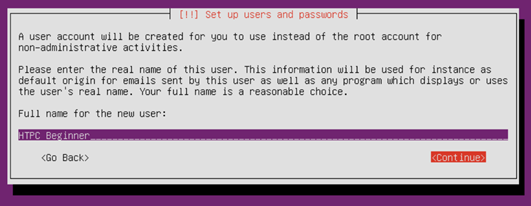 Ubuntu Installation - Users full name