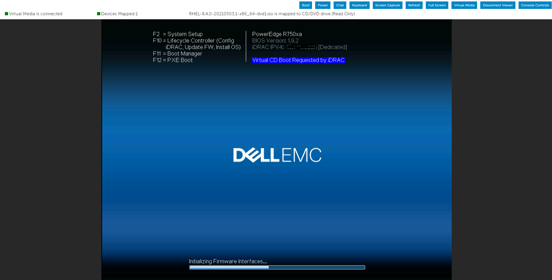 utilizzare un supporto virtuale iDRAC per montare l'immagine iso del sistema operativo e quindi avviare il server da un'unità ottica virtuale