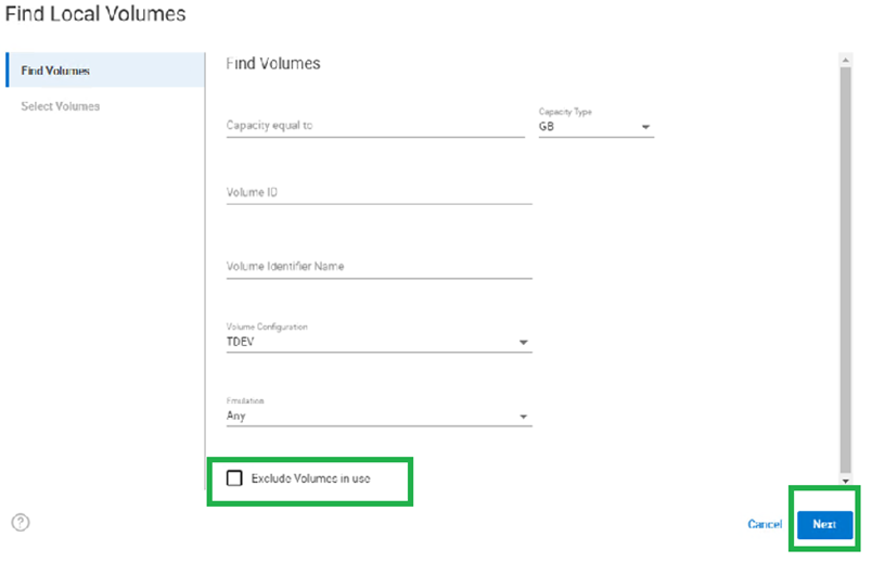 Manually Select local volume