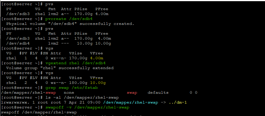 Désactivez la permutation du volume logique associé