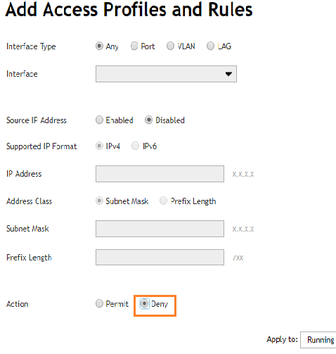 Bottom of Add Access Profiles and Rules window
