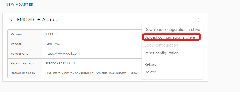 Upload configuration archive