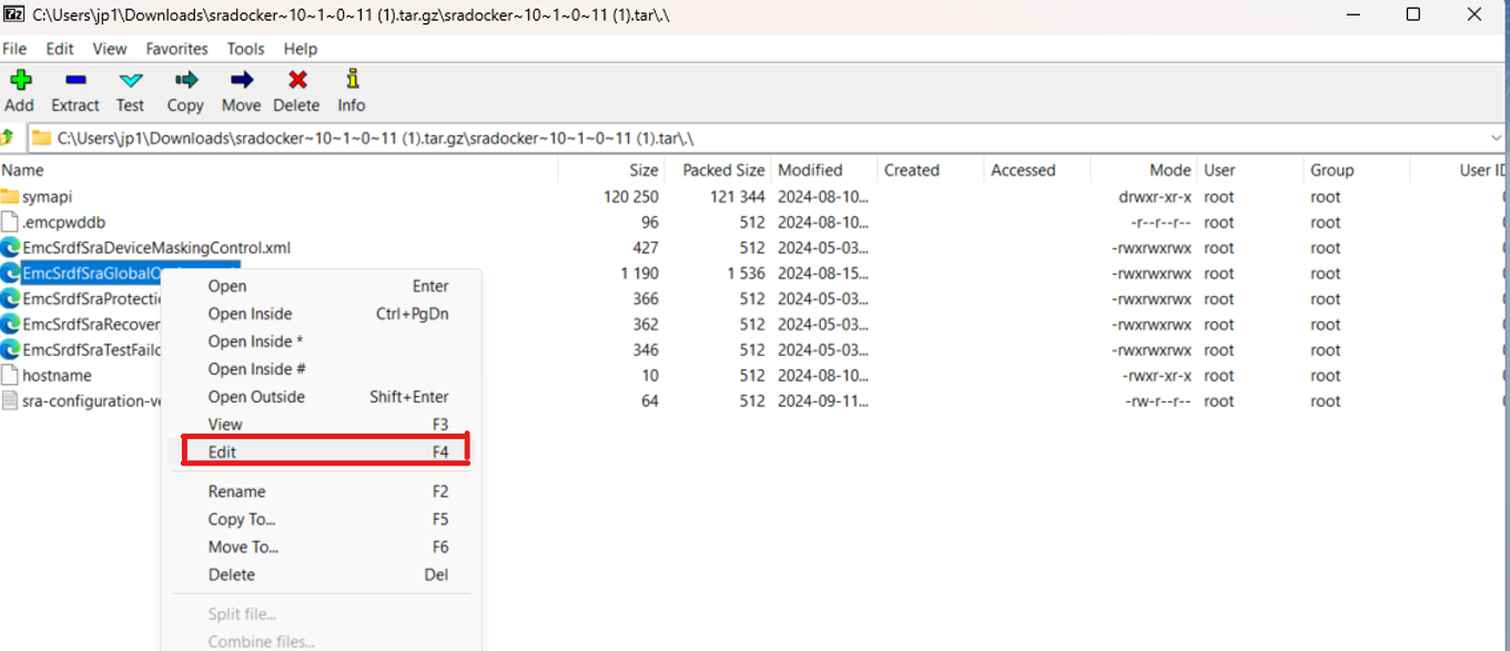 Zmodyfikuj wymagany plik EmcSrdfSraGlobalOptions.xml