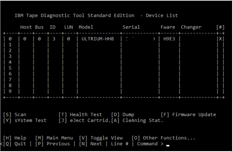 Select tape drive to be upgraded