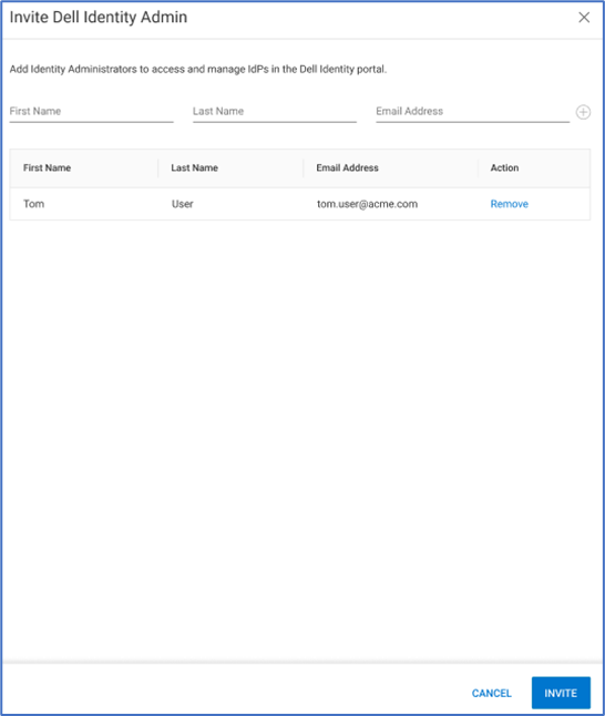 Figure 3: Invite Dell Identity Admin (continued)