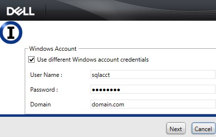 Enter Windows Account information