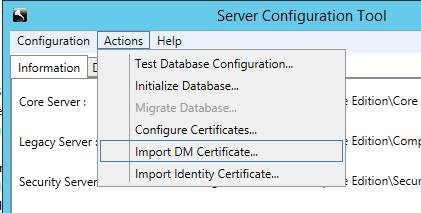 Import DM Certificates (DM Sertifikalarını İçe Aktar) öğesine tıklayın