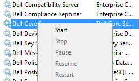Iniciar o Dell Core Server