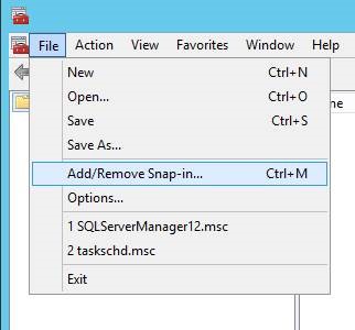 Klicken Sie auf „Add/Remove Snap-in“.