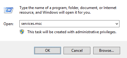 Skriv inn services.msc