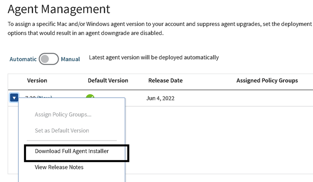 Download Full Agent Installer
