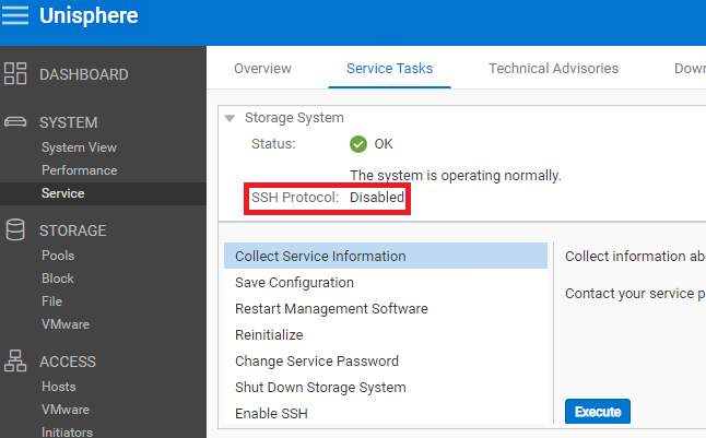Varsayılan durumuna dönen SSH Protokolü (devre dışı).