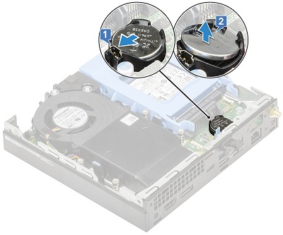 コイン型電池の取り外し