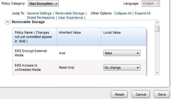 EMS Encrypt External Media false