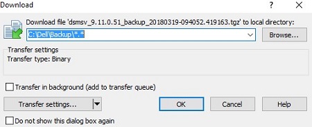 Trasferimento del backup