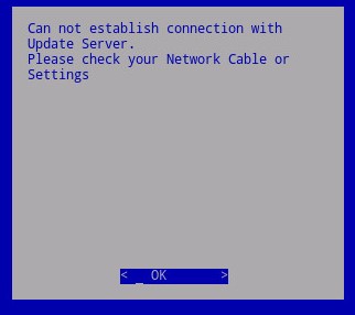 Can not establish connection with Update Server message
