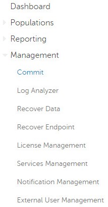 Management and Commit menu
