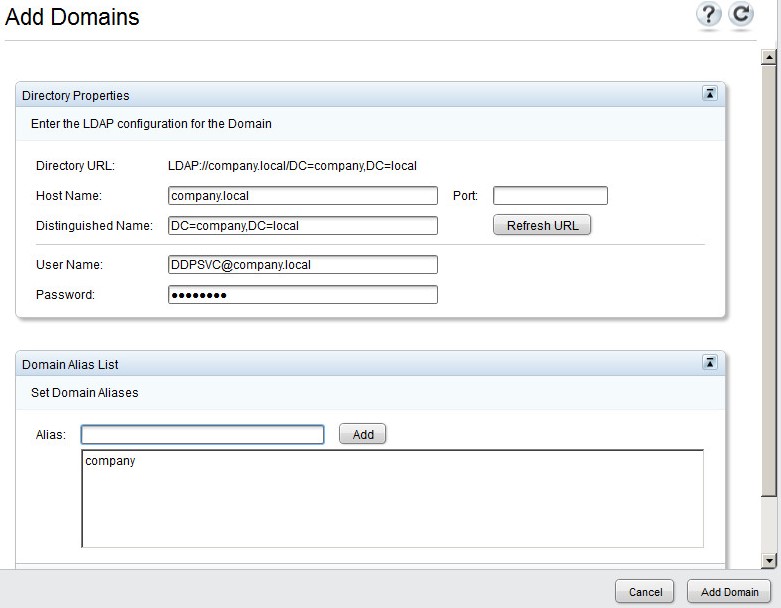 Add Domains (Lisää toimialueet) -valikko