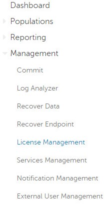 Management (Yönetim) ve License Management (Lisans Yönetimi)
