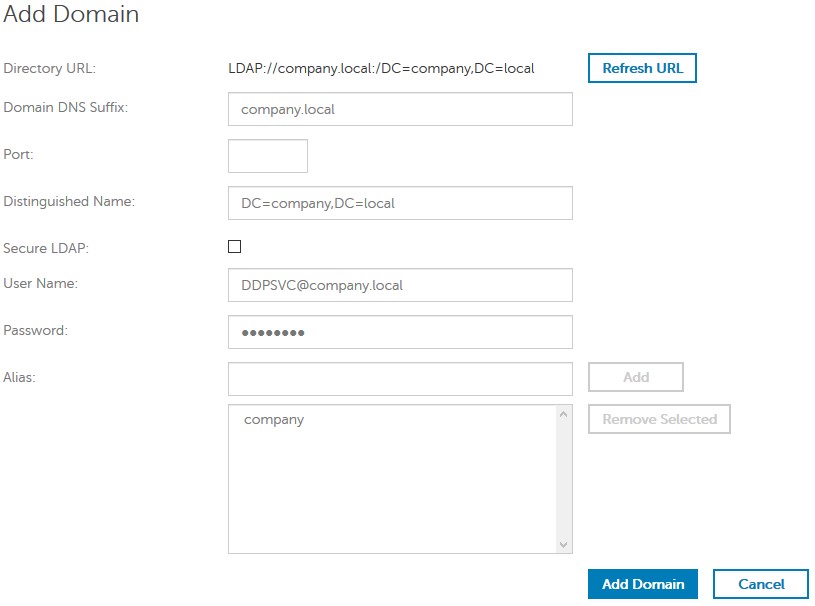 Možnost Add Domain