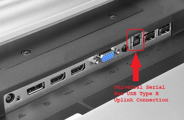 Port USB Type-B pro připojení k počítači na monitoru Dell P2314T