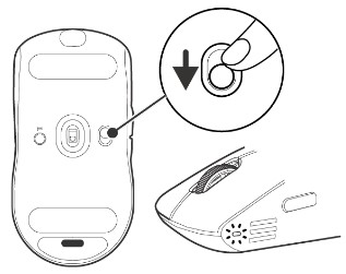 Sliding the power slider down on the mouse