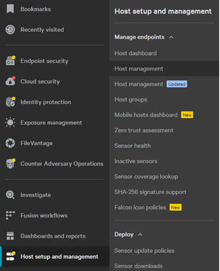 Host setup and management and Host management