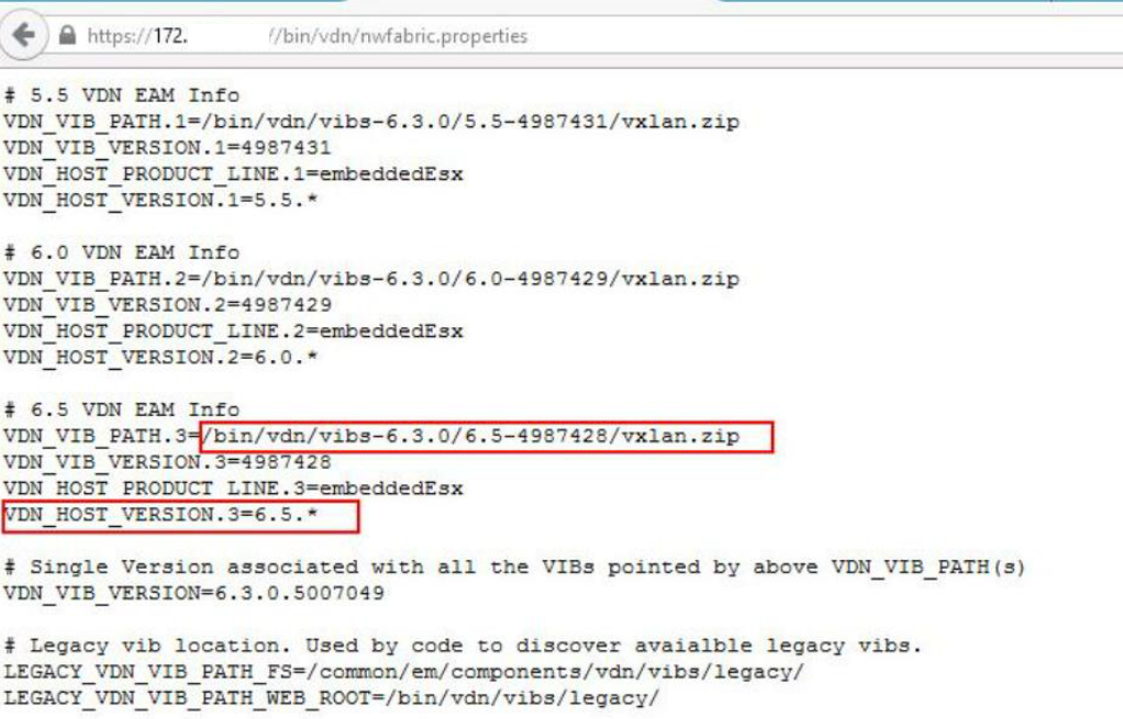 NSX Build Mappings on bin/vdn/nwfabric.properties