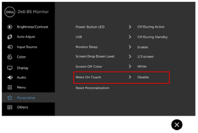 C8618QT e C5518QT recurso Wake On Touch do monitor