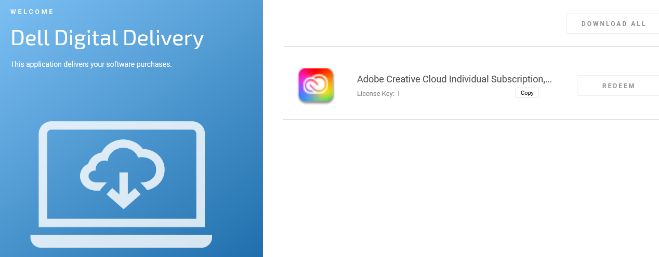 Adobe Creative Cloud dans Dell Digital Delivery